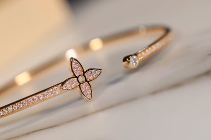 [Love Aura]IDYLLE GOLD OPEN BRACELET DIAMOND PAVED