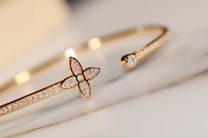 [Love Aura]IDYLLE GOLD OPEN BRACELET DIAMOND PAVED