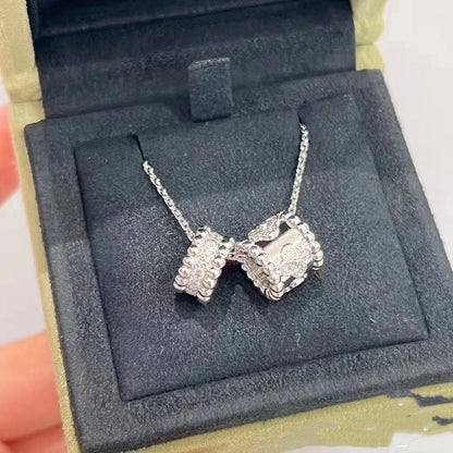 [Love Aura]PERLEE DOUBLE PENDANT SILVER DIAMOND NECKLACE
