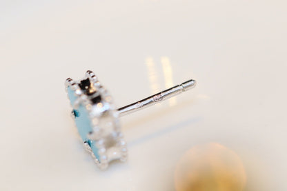 [Love Aura]CLOVER MINI TURQUOISE SILVER STUD EARRINGS