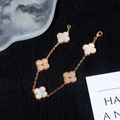 [Love Aura]CLOVER WHITE PEARL MOP 5 MOTIF BRACELET COLLECTION