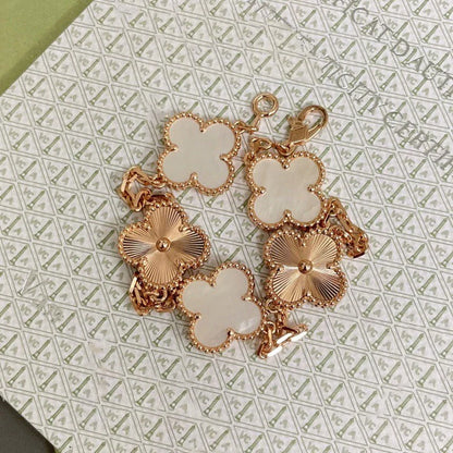 [Love Aura]CLOVER WHITE PEARL MOP 5 MOTIF BRACELET COLLECTION