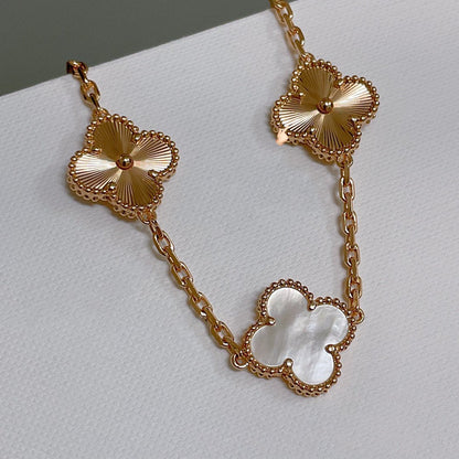 [Love Aura]CLOVER BRACELET 5 MOTIF WHITE MOP PINK GOLD