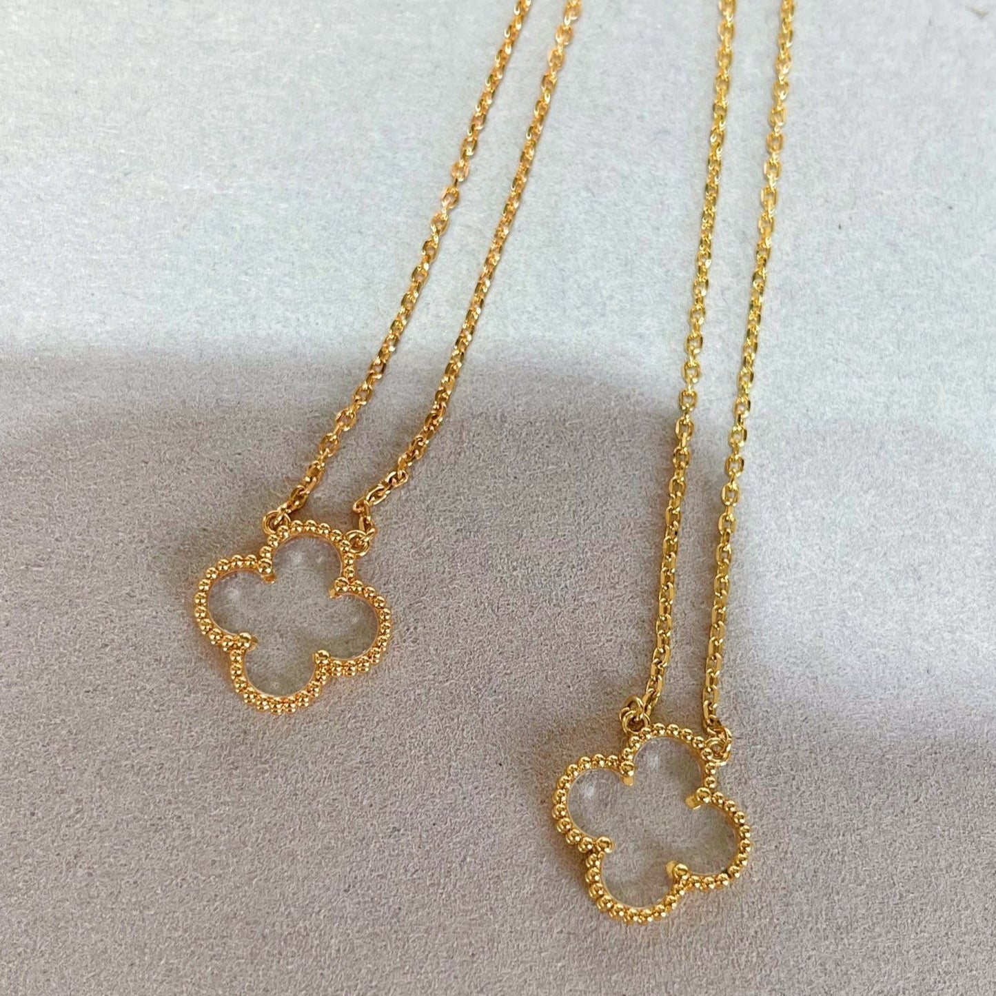 [Love Aura]CLOVER ROCK CRYSTAL ROSE GOLD NECKLACE