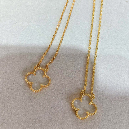 [Love Aura]CLOVER ROCK CRYSTAL ROSE GOLD NECKLACE