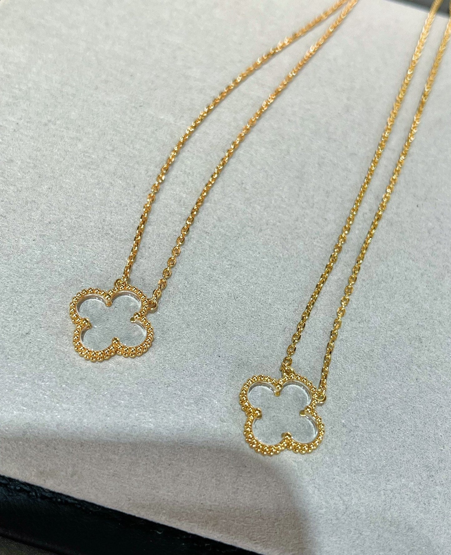 [Love Aura]CLOVER ROCK CRYSTAL ROSE GOLD NECKLACE
