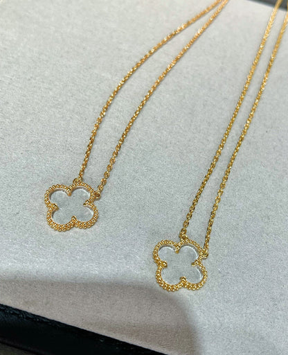 [Love Aura]CLOVER ROCK CRYSTAL ROSE GOLD NECKLACE