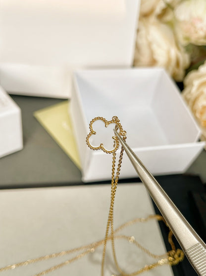 [Love Aura]CLOVER ROCK CRYSTAL ROSE GOLD NECKLACE