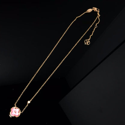 [Love Aura]COLOR BLOSSOM PINK MOP SUN GOLD NECKLACE