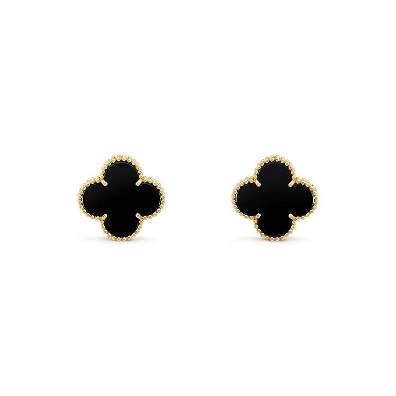 [Love Aura]CLOVER MEDIUM 1 MOTIFS  ONYX STUD EARRINGS