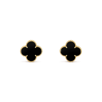 [Love Aura]CLOVER MEDIUM 1 MOTIFS  ONYX STUD EARRINGS
