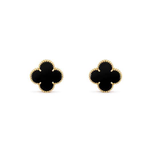 [Love Aura]CLOVER MEDIUM 1 MOTIFS  ONYX STUD EARRINGS