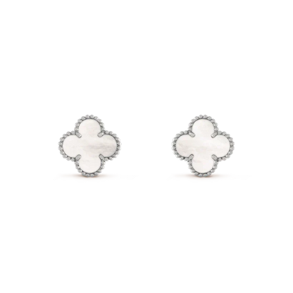 [Love Aura]CLOVER MEDIUM 1 MOTIFS  WHITE MOP EARRINGS SILVER