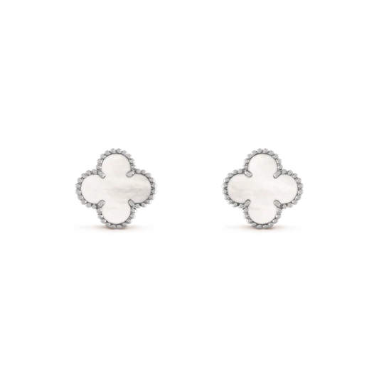 [Love Aura]CLOVER MEDIUM 1 MOTIFS  WHITE MOP EARRINGS SILVER