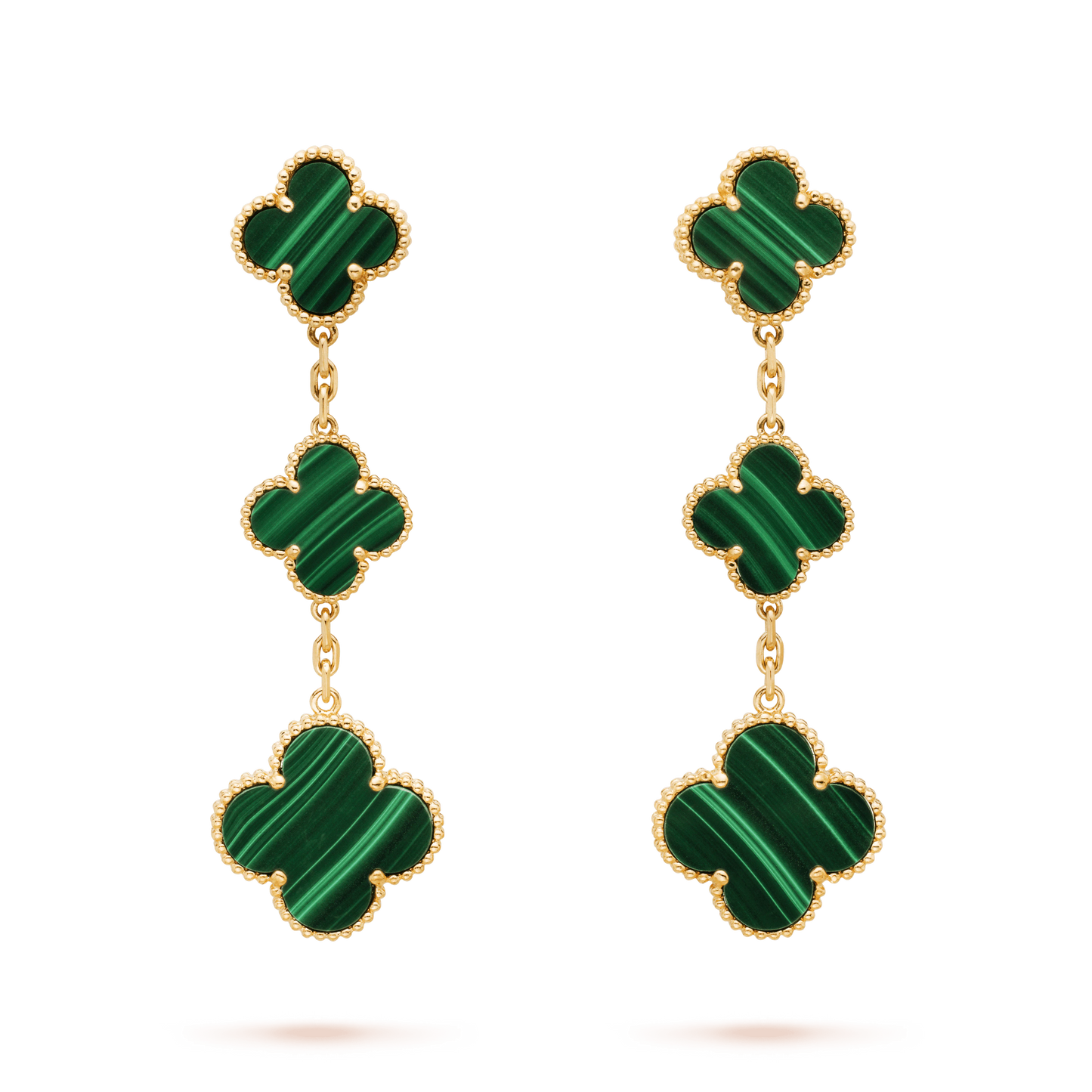 [Love Aura]CLOVER MALACHITE 3 MOTIFS GOLD