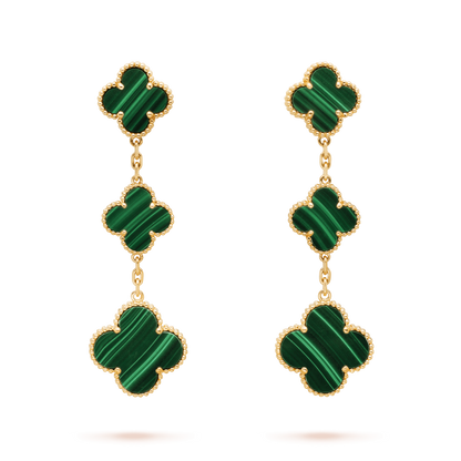 [Love Aura]CLOVER MALACHITE 3 MOTIFS GOLD