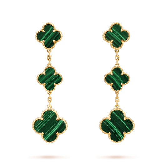 [Love Aura]CLOVER MALACHITE 3 MOTIFS GOLD