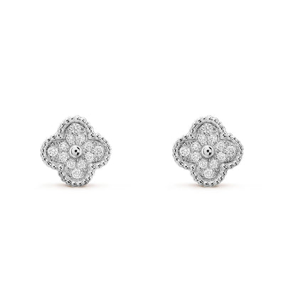 [Love Aura]CLOVER MINI DIAMOND STUD EARRINGS