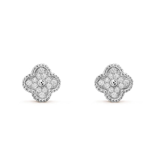 [Love Aura]CLOVER MINI DIAMOND STUD EARRINGS