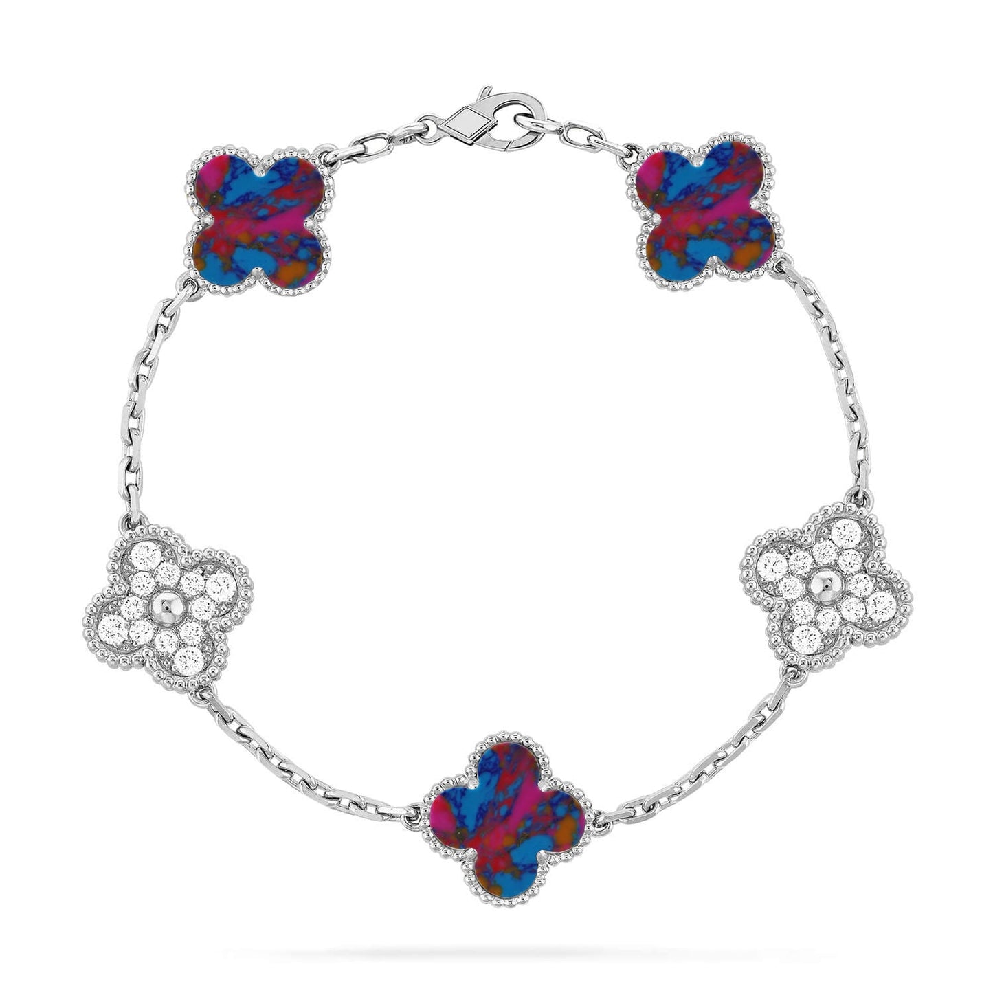 [Love Aura]CLOVER 5 MOTIF COLOR GEMSTONES BRACELET COLLECTION
