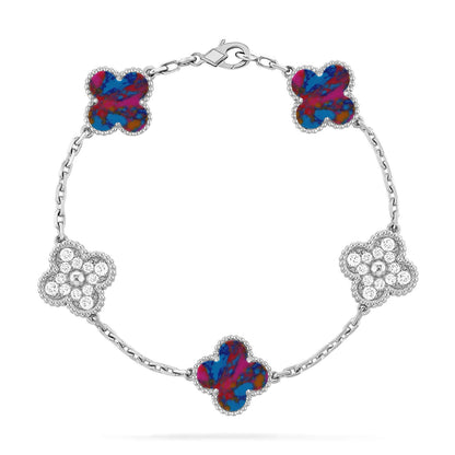 [Love Aura]CLOVER 5 MOTIF COLOR GEMSTONES BRACELET COLLECTION