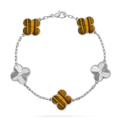 [Love Aura] CLOVER 5 MOTIFS TIGER EYE BRACELET COLLECTION