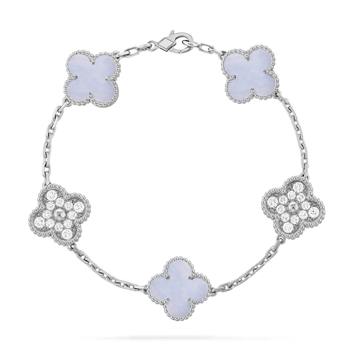 [Love Aura] CLOVER 5 MOTIF PURPLE CHALCEDONY BRACELET COLLECTION
