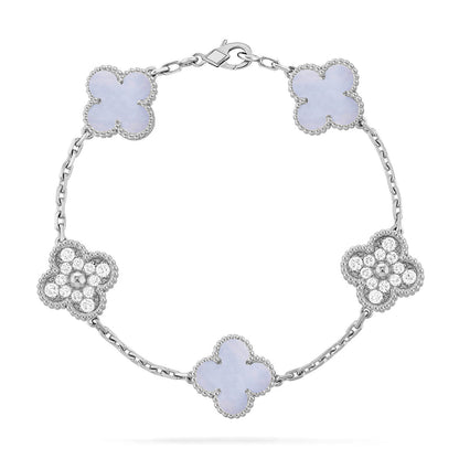 [Love Aura] CLOVER 5 MOTIF PURPLE CHALCEDONY BRACELET COLLECTION