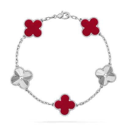 [Love Aura] CLOVER 5 MOTIF RED CORNELIAN BRACELET COLLECTION