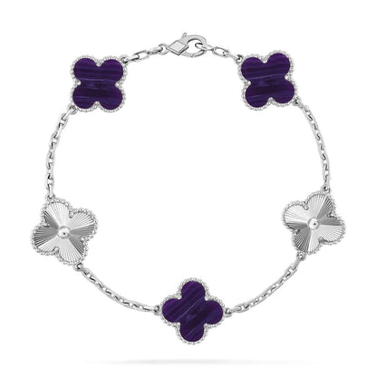[Love Aura]CLOVER 5 MOTIF PURPLE STRIPES BRACELET COLLECTION