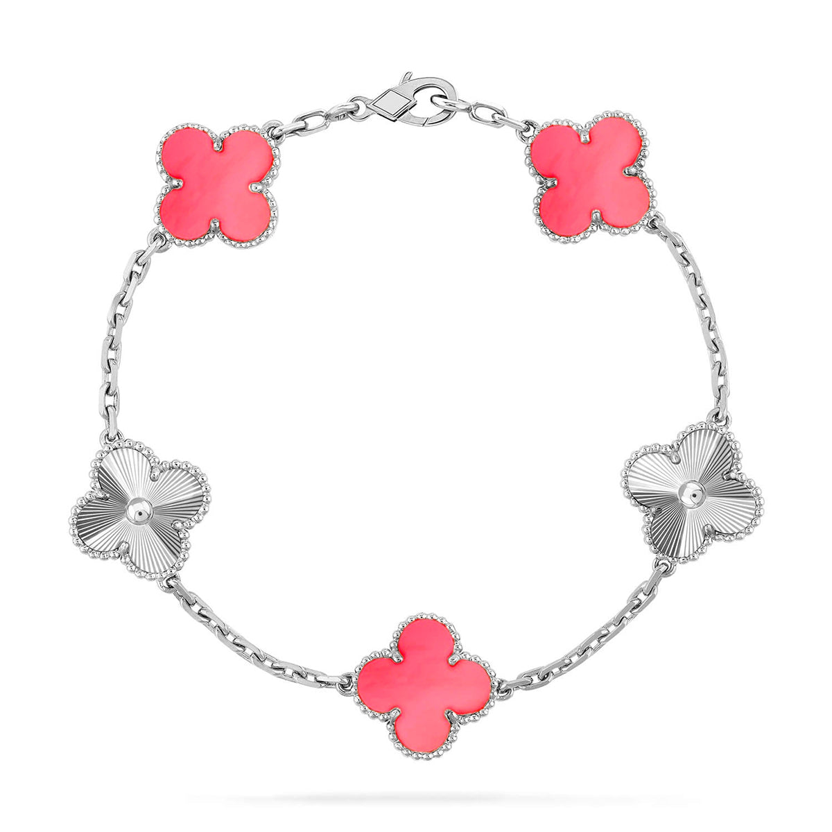 [Love Aura] CLOVER 5 MOTIFS  PINK MOP BRACELET COLLECTION