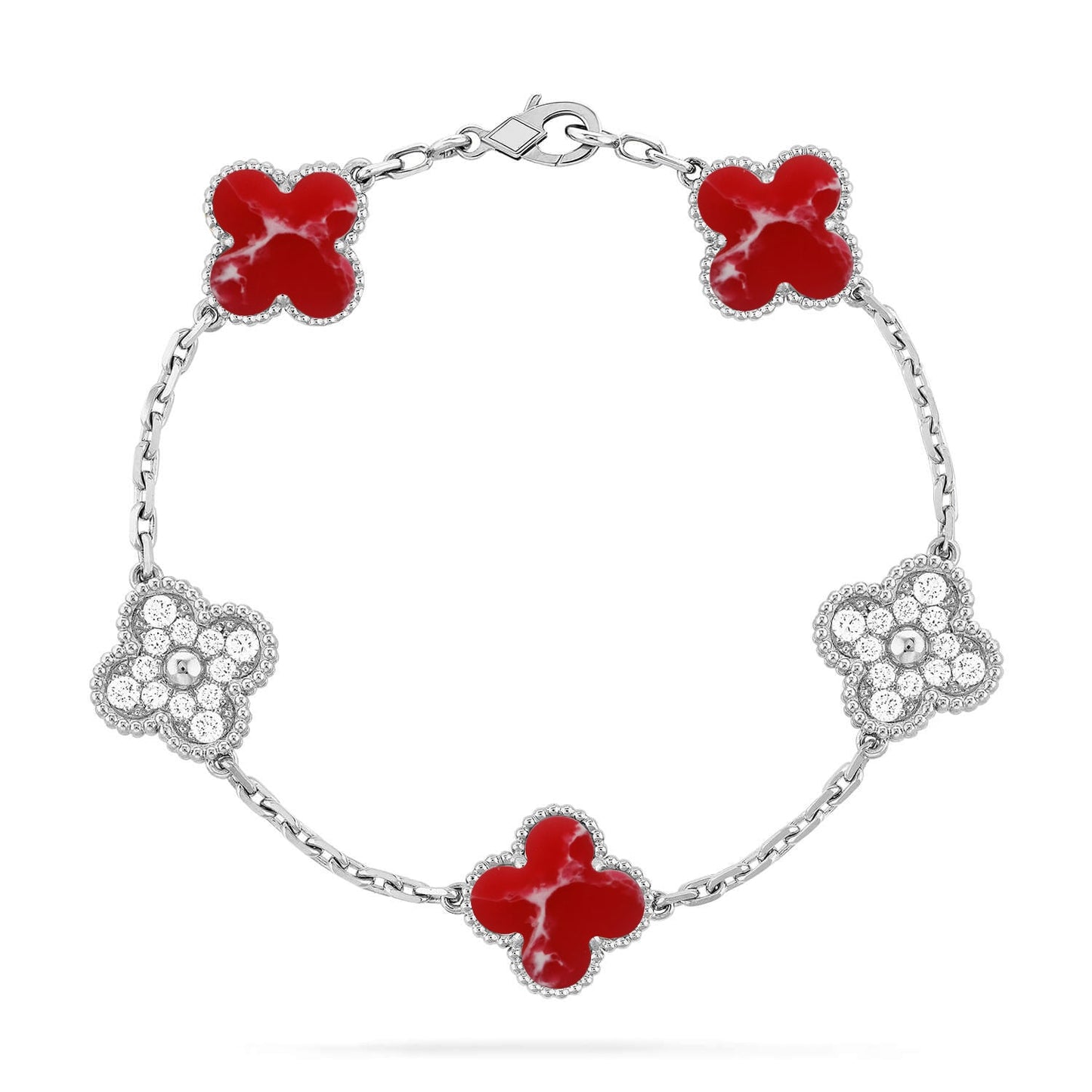 [Love Aura]CLOVER 5 MOTIF RED PATTERN BRACELET COLLECTION