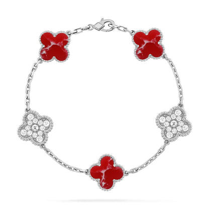 [Love Aura]CLOVER 5 MOTIF RED PATTERN BRACELET COLLECTION