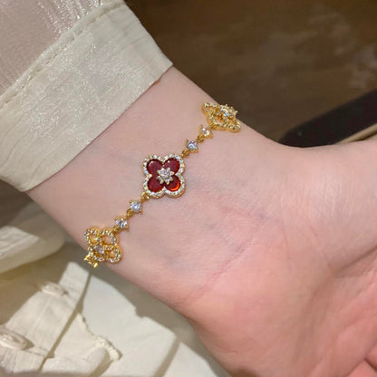 [Love Aura]CLOVER 5 MOTIF PINK BLUE RED WHITE BRACELET