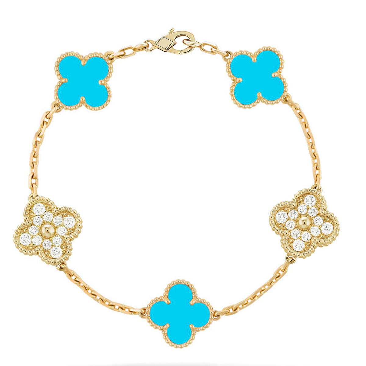 [Love Aura] CLOVER 5 MOTIF TURQUOISE BRACELET COLLECTION