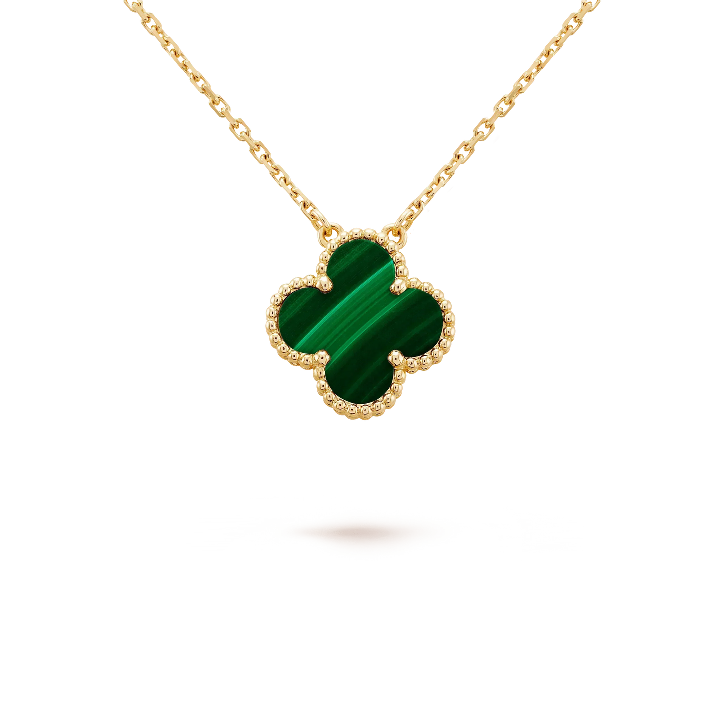 [Love Aura]CLOVER 15MM MALACHITE SINGLE FLOWER  NECKLACE