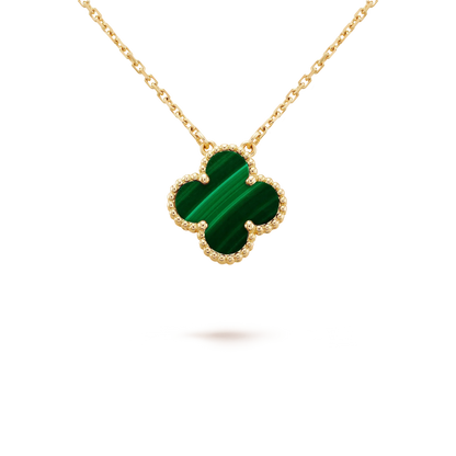 [Love Aura]CLOVER 15MM MALACHITE SINGLE FLOWER  NECKLACE