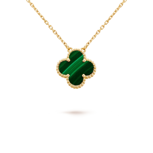 [Love Aura]CLOVER 15MM MALACHITE SINGLE FLOWER  NECKLACE