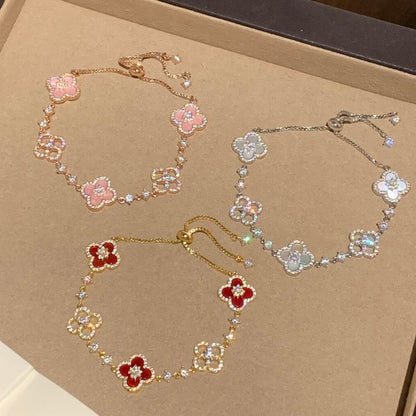 [Love Aura]CLOVER 5 MOTIF PINK BLUE RED WHITE BRACELET