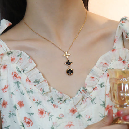 [Love Aura]STAR AND SUN ONYX PINK GOLD NECKLACE