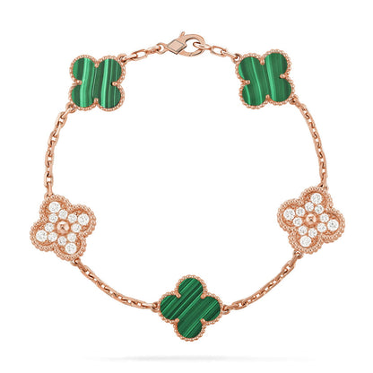 [Love Aura] CLOVER 5 MOTIF MALACHITE BRACELET COLLECTION