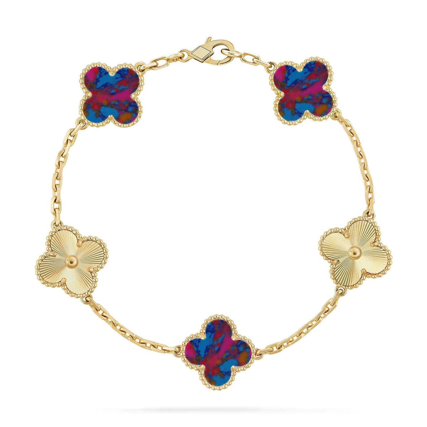 [Love Aura]CLOVER 5 MOTIF COLOR GEMSTONES BRACELET COLLECTION
