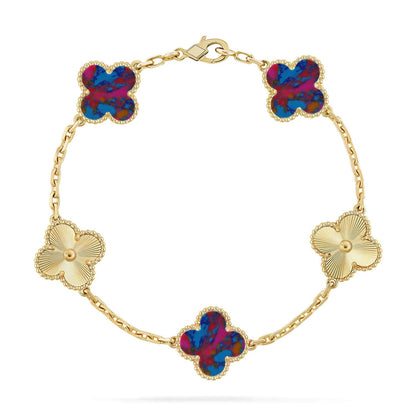 [Love Aura]CLOVER 5 MOTIF COLOR GEMSTONES BRACELET COLLECTION