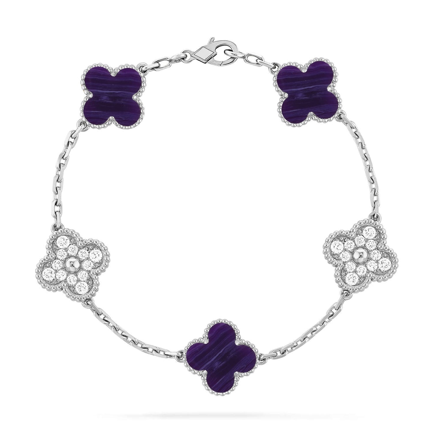 [Love Aura]CLOVER 5 MOTIF PURPLE STRIPES BRACELET COLLECTION