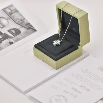 [Love Aura]CLOVER  15MM DIAMOND LASER NECKLACE SILVER