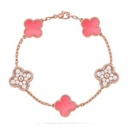 [Love Aura] CLOVER 5 MOTIFS  PINK MOP BRACELET COLLECTION