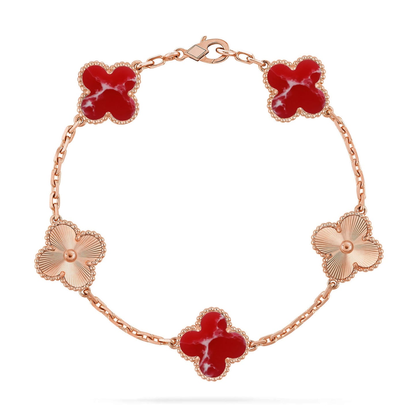 [Love Aura]CLOVER 5 MOTIF RED PATTERN BRACELET COLLECTION