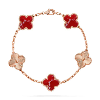 [Love Aura]CLOVER 5 MOTIF RED PATTERN BRACELET COLLECTION