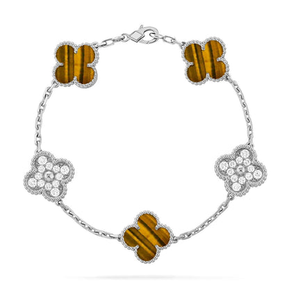 [Love Aura] CLOVER 5 MOTIFS TIGER EYE BRACELET COLLECTION
