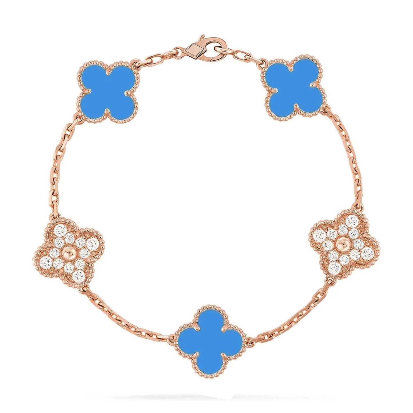 [Love Aura] CLOVER 5 MOTIF BLUE AGATE BRACELET COLLECTION